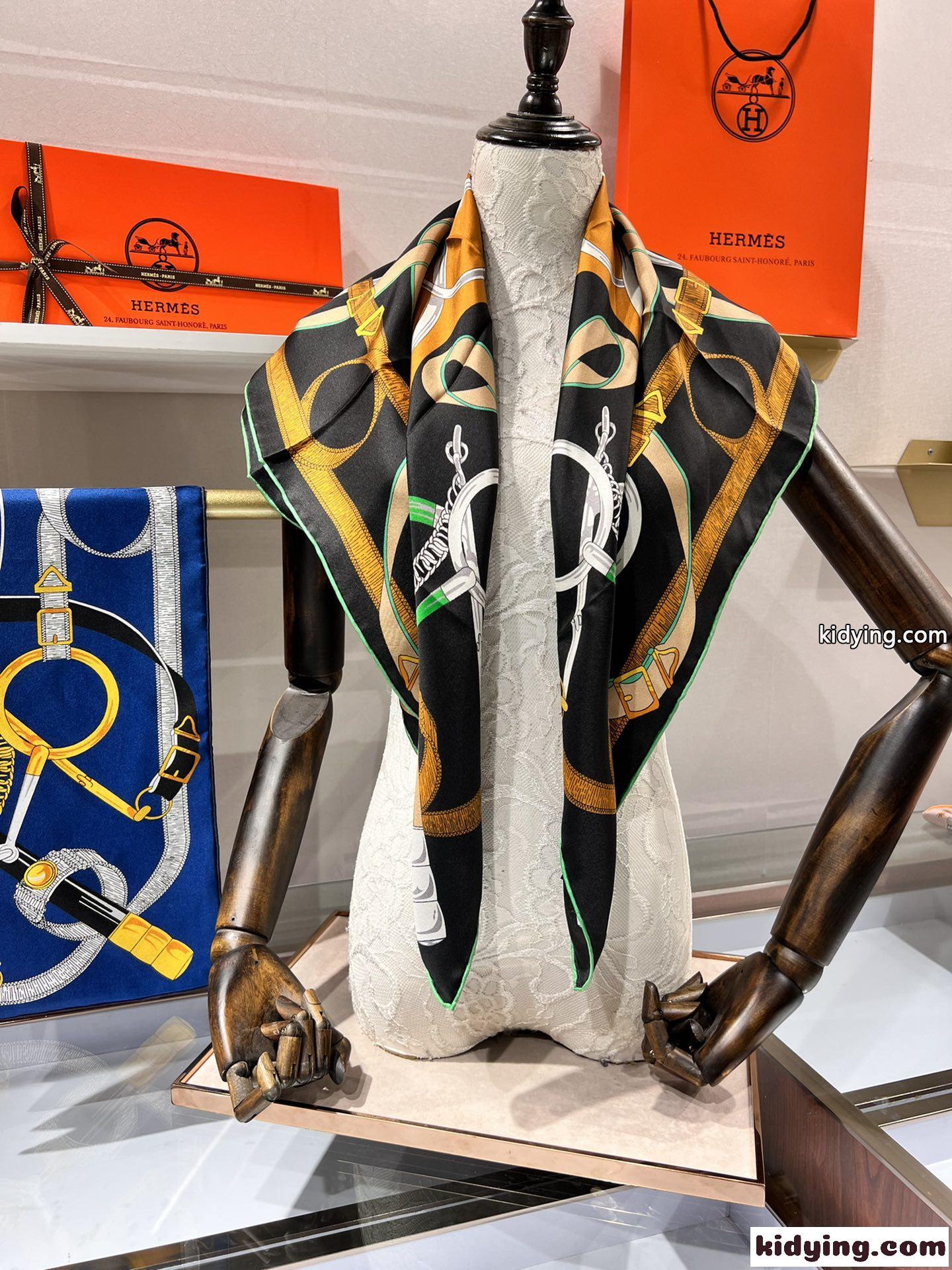 お洒落 正方形 90*90CM シルク ツイル エルメス スカーフ 人気 コピー レディース プリント エレガント-4