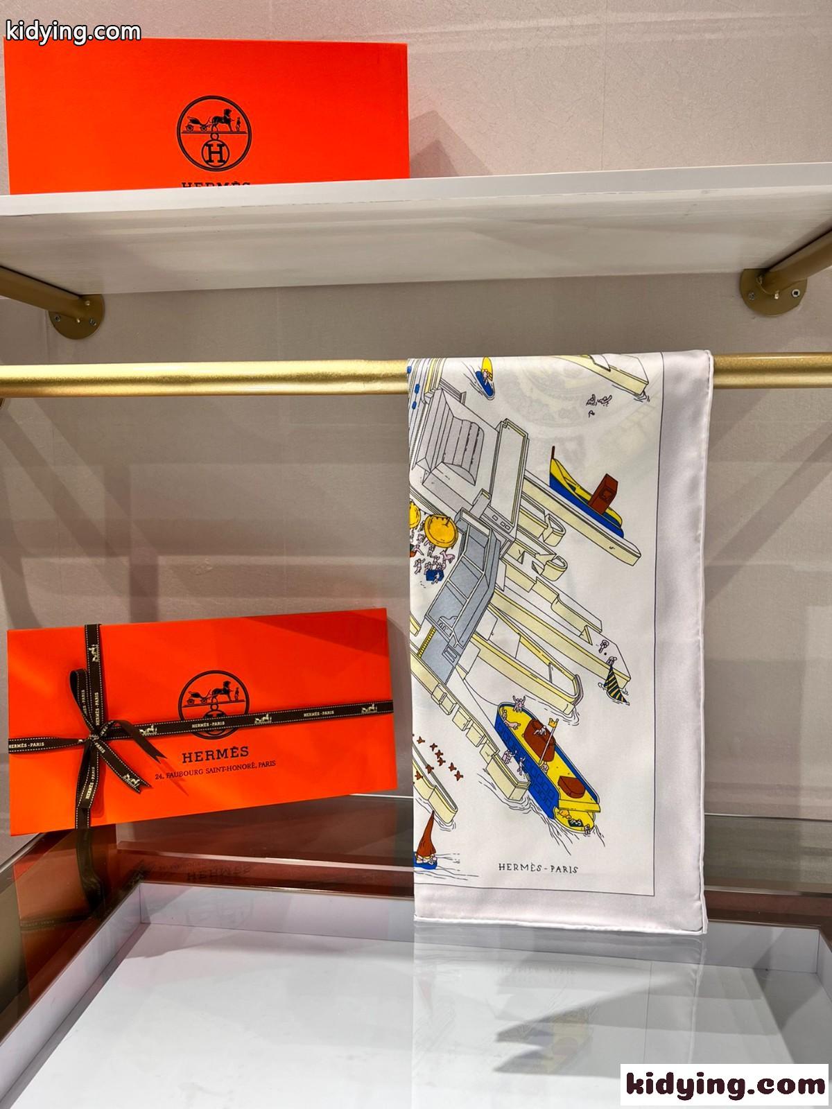 上品 プリント おしゃれ エレガント エルメス スカーフ 人気 コピー シルク 90cm*90cm 正方形 レディース-0