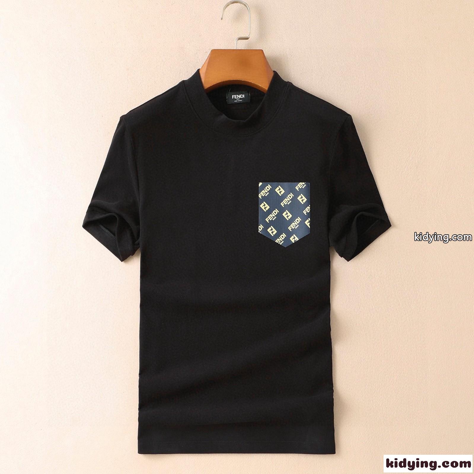 カジュアル シンプル 秋冬 プリント ラウンドネック フェンディ 半袖tシャツ コピー スウェード プルオーバー-2