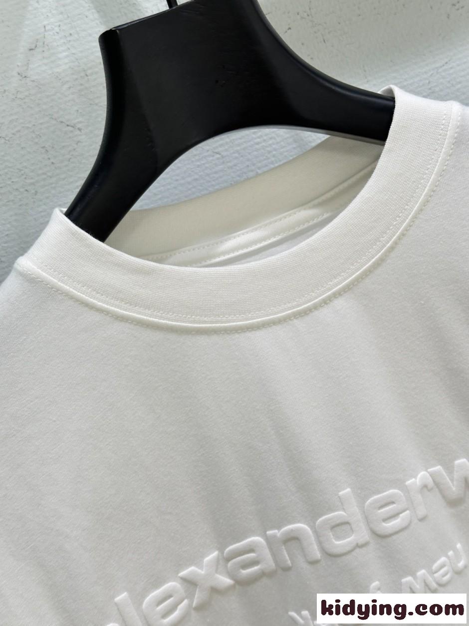 ユニセックス エンボスロゴ 半袖Tシャツ アレキサンダーワング Tシャツ コピー ホワイト-2