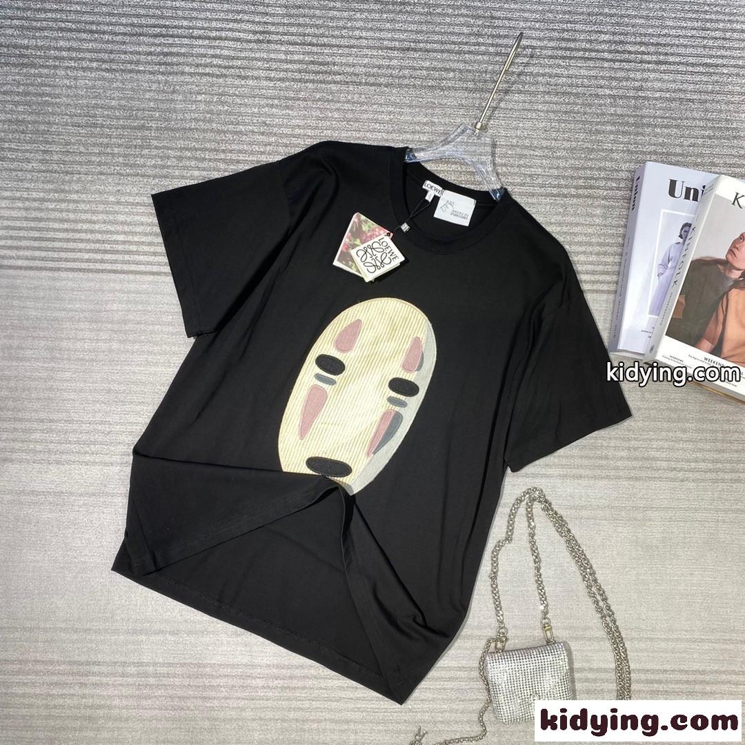 ユニセックス 人気 千と千尋の神隠し クルーネック ロエベ tシャツ コピー コットン 半袖 カジュアル トップス-4