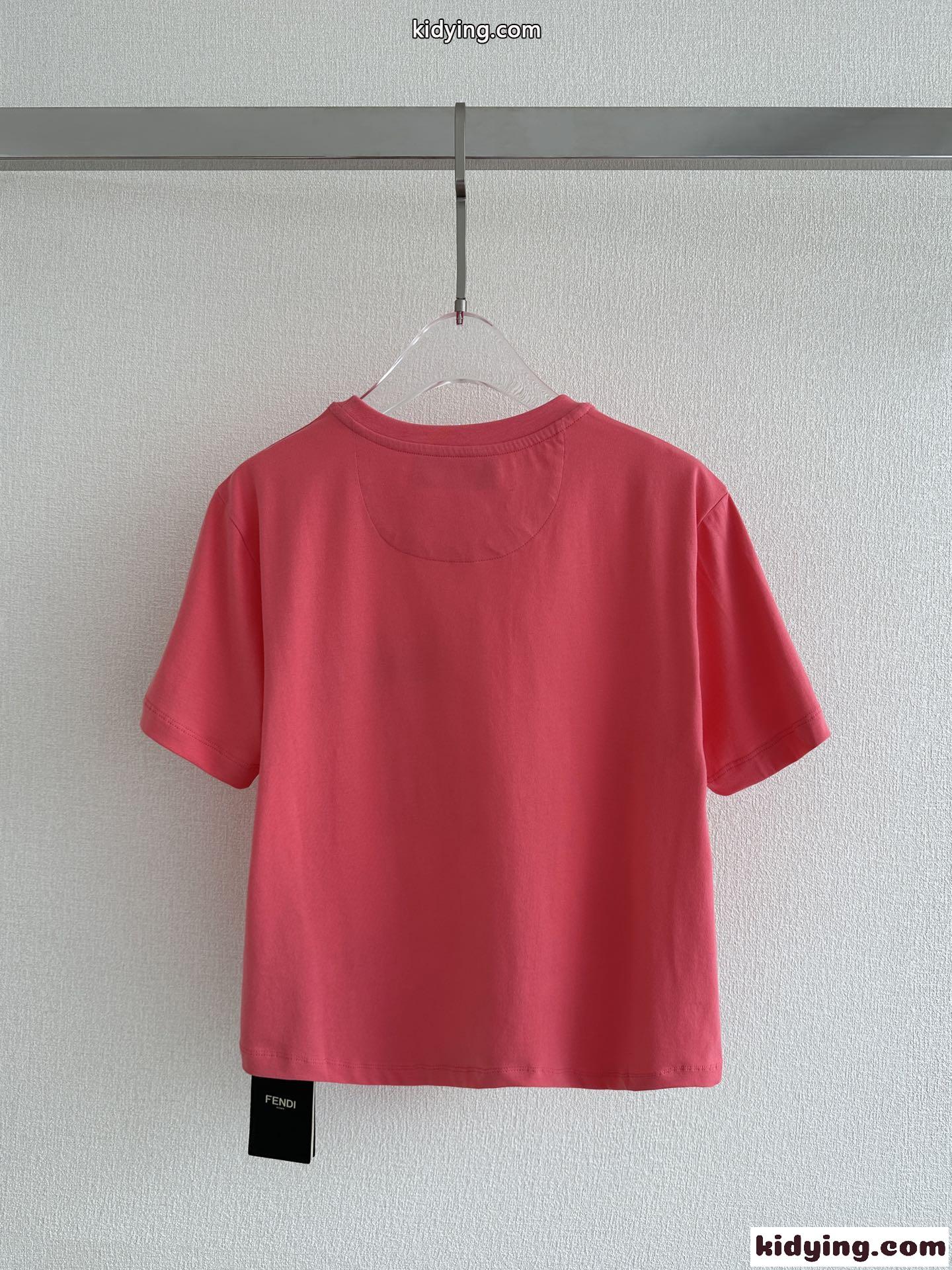 ロゴ ジップ付きポケット コットン 半袖Tシャツ フェンディ Tシャツ コピー レディース-2