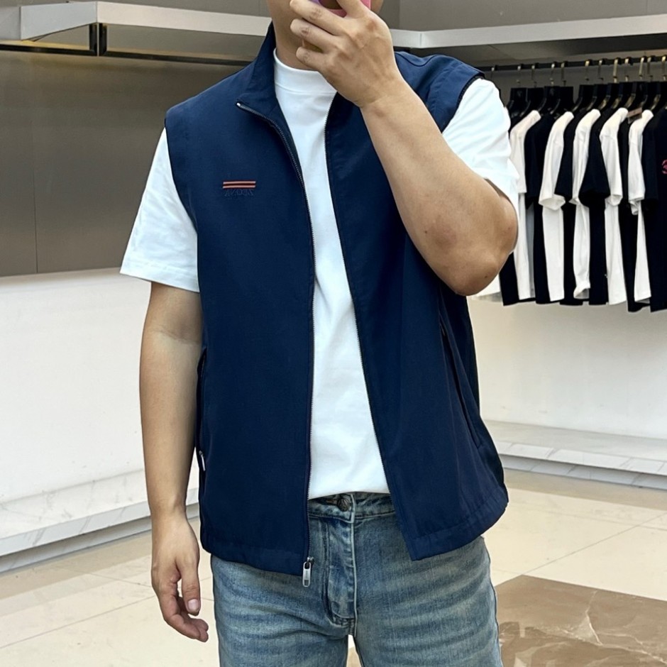 スタンドカラー ジップアップ ベスト エルメネジルド・ゼニア ジャケット 偽物 ネイビー-2