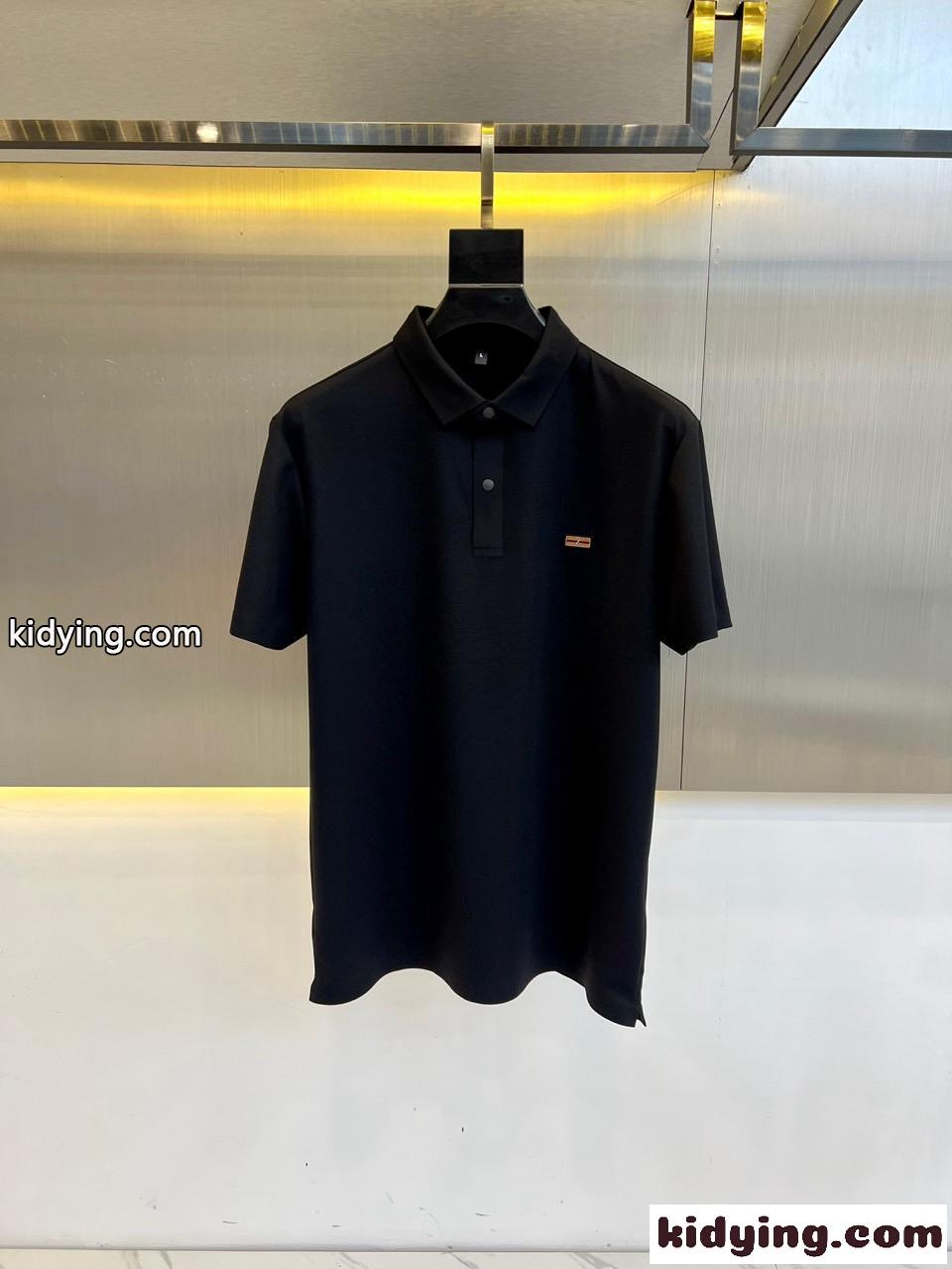 シンプル カジュアル 半袖 ポロシャツ エルメネジルド・ゼニア 半袖Tシャツ コピー ブラック-0