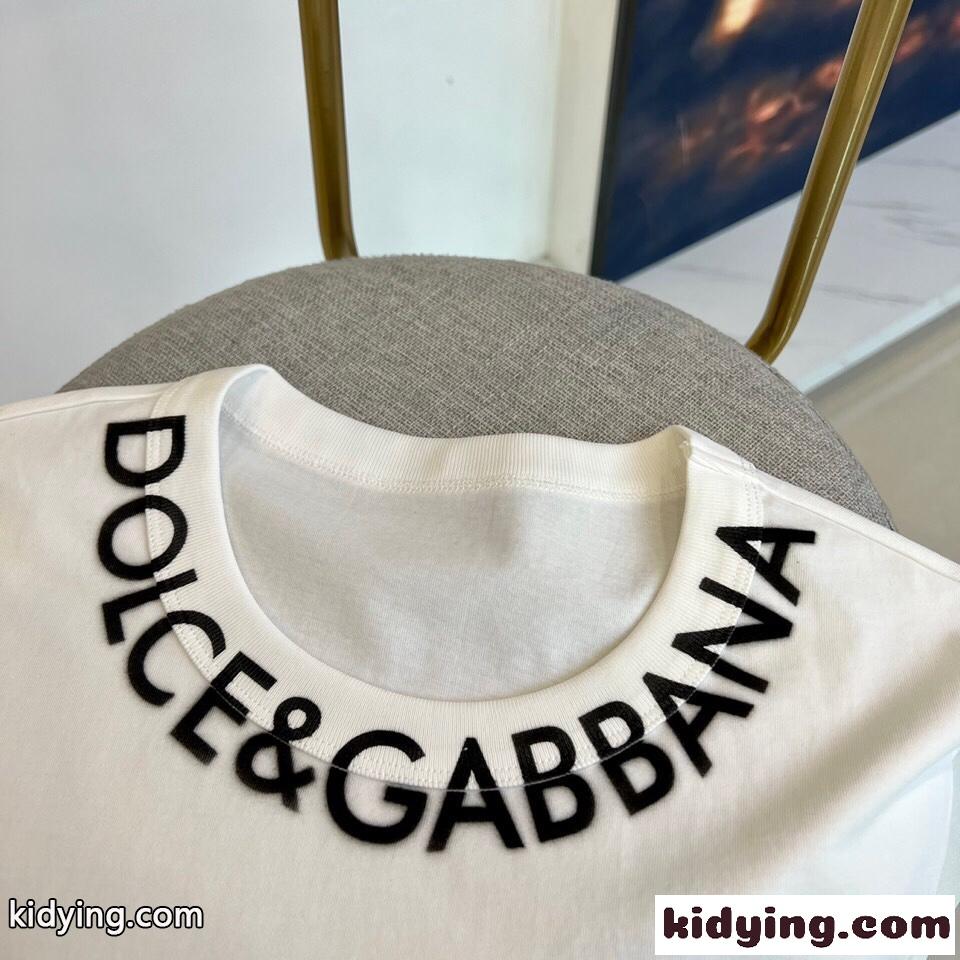 クルーネック ロゴ 半袖 メンズ ドルチェ&ガッバーナ Tシャツ コピー ホワイト-1