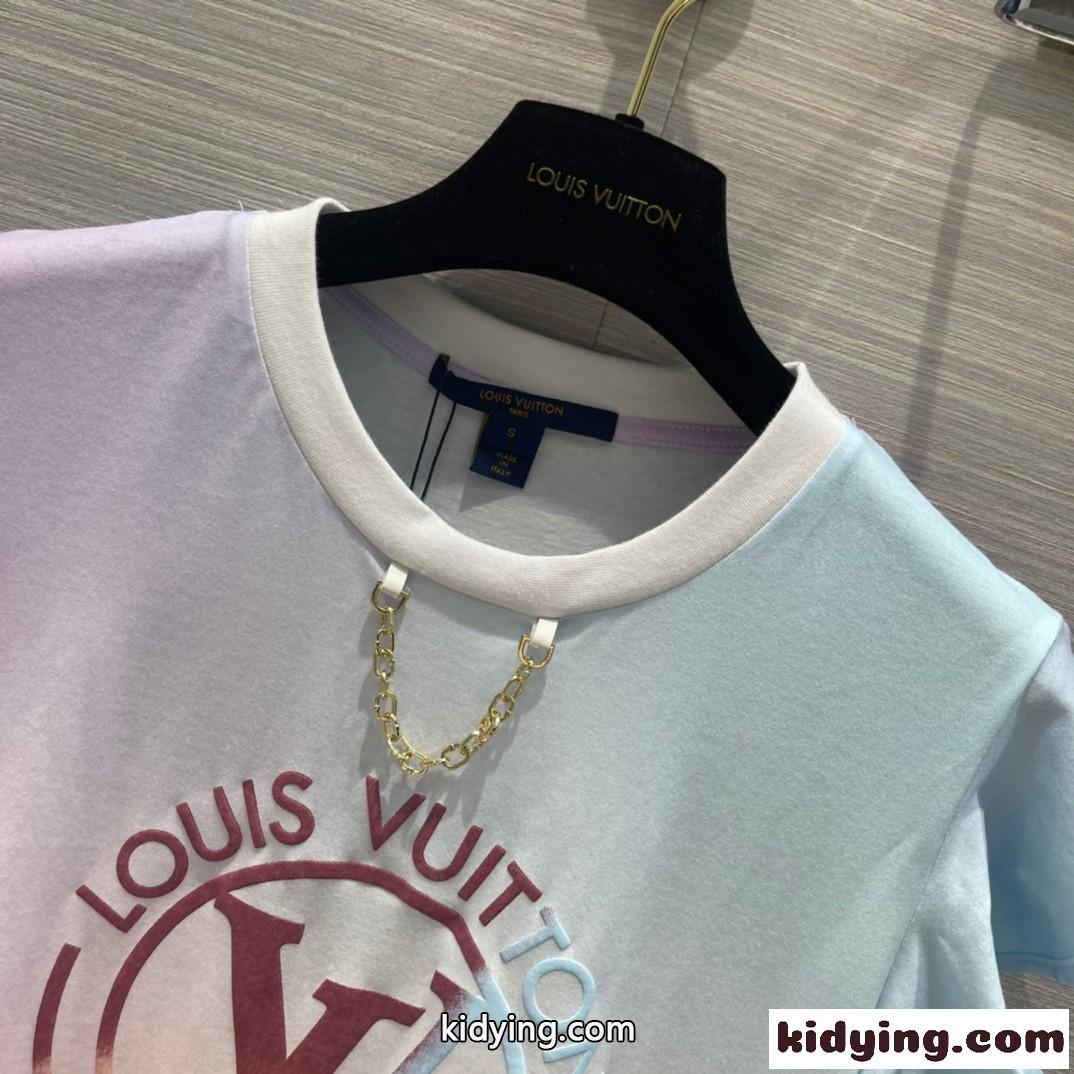 人気 カジュアル 上品 可愛い ロゴ クルーネック ルイ・ヴィトン Tシャツ コピー 半袖 レディース トップス-0