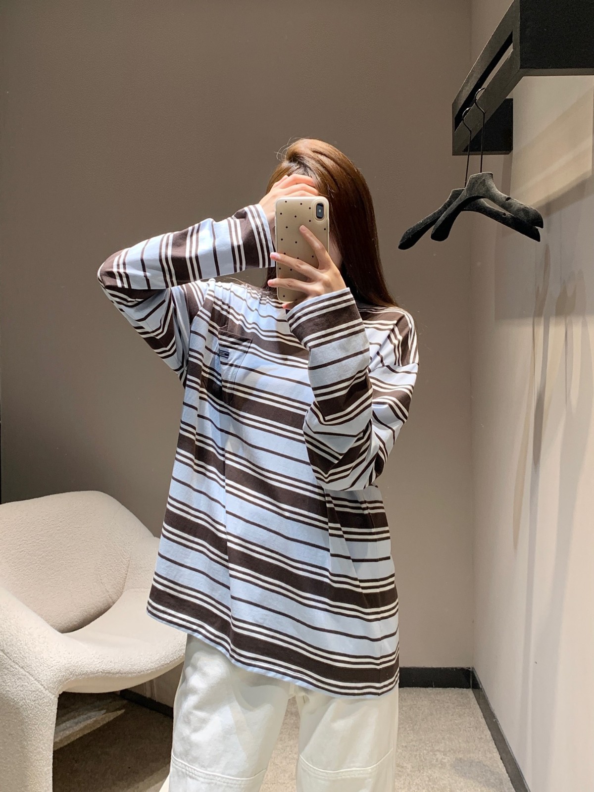 ストライプ コットン 長袖Tシャツ プラダ Tシャツ 偽物 オーバーサイズ-5