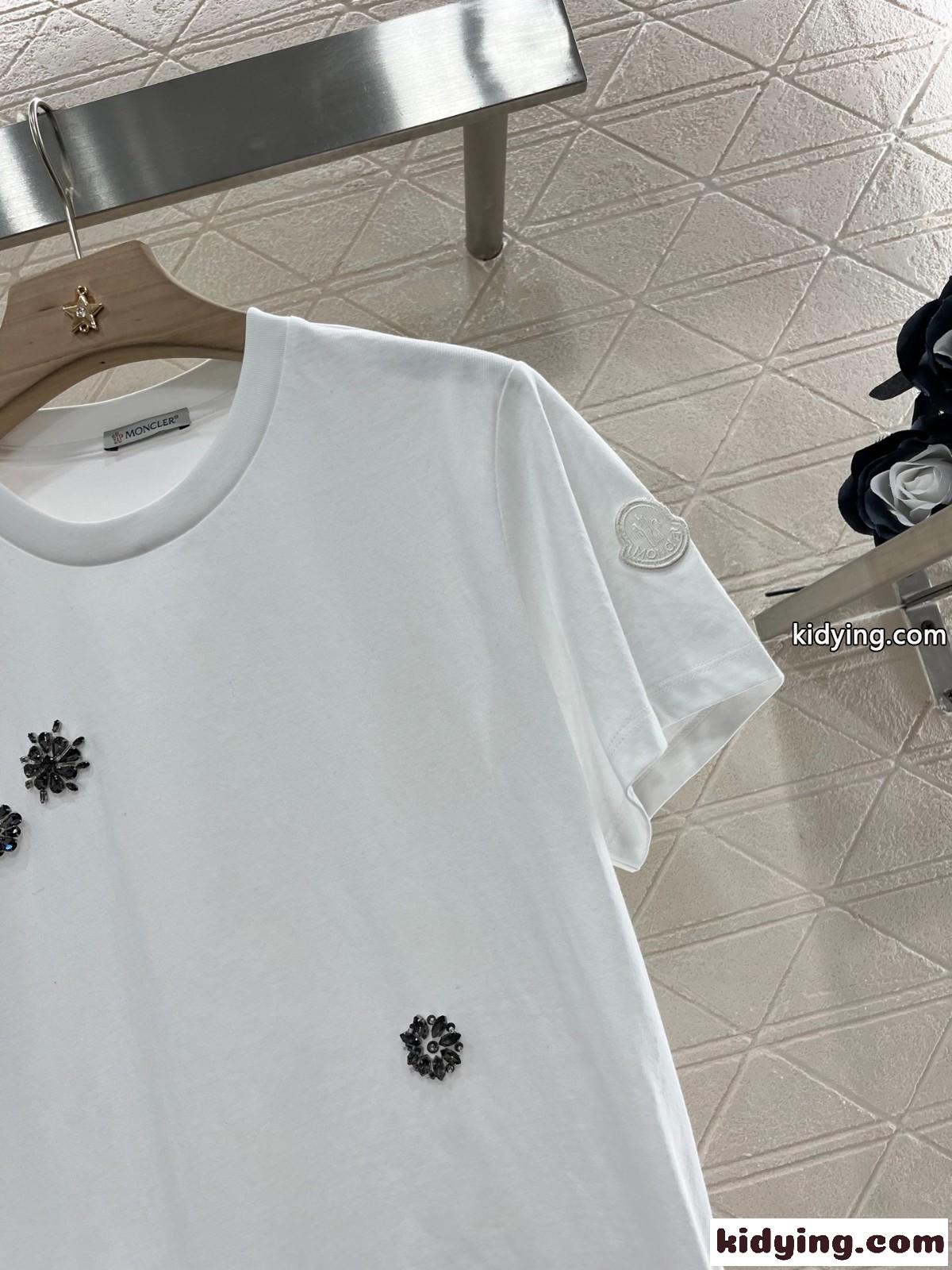 カジュアル コットン 半袖Tシャツ モンクレール Tシャツ スーパーコピー ホワイト-1