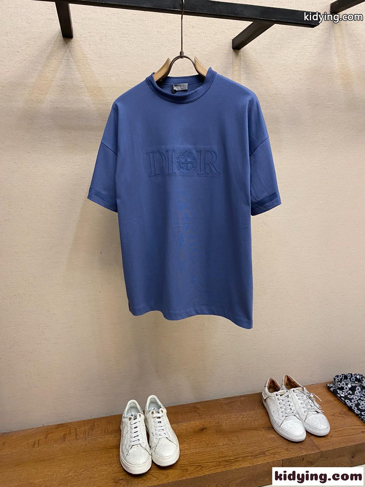 DIOR AND STONE ISLAND 半袖Tシャツ クリスチャン・ディオール Tシャツ コピー ブルー-0