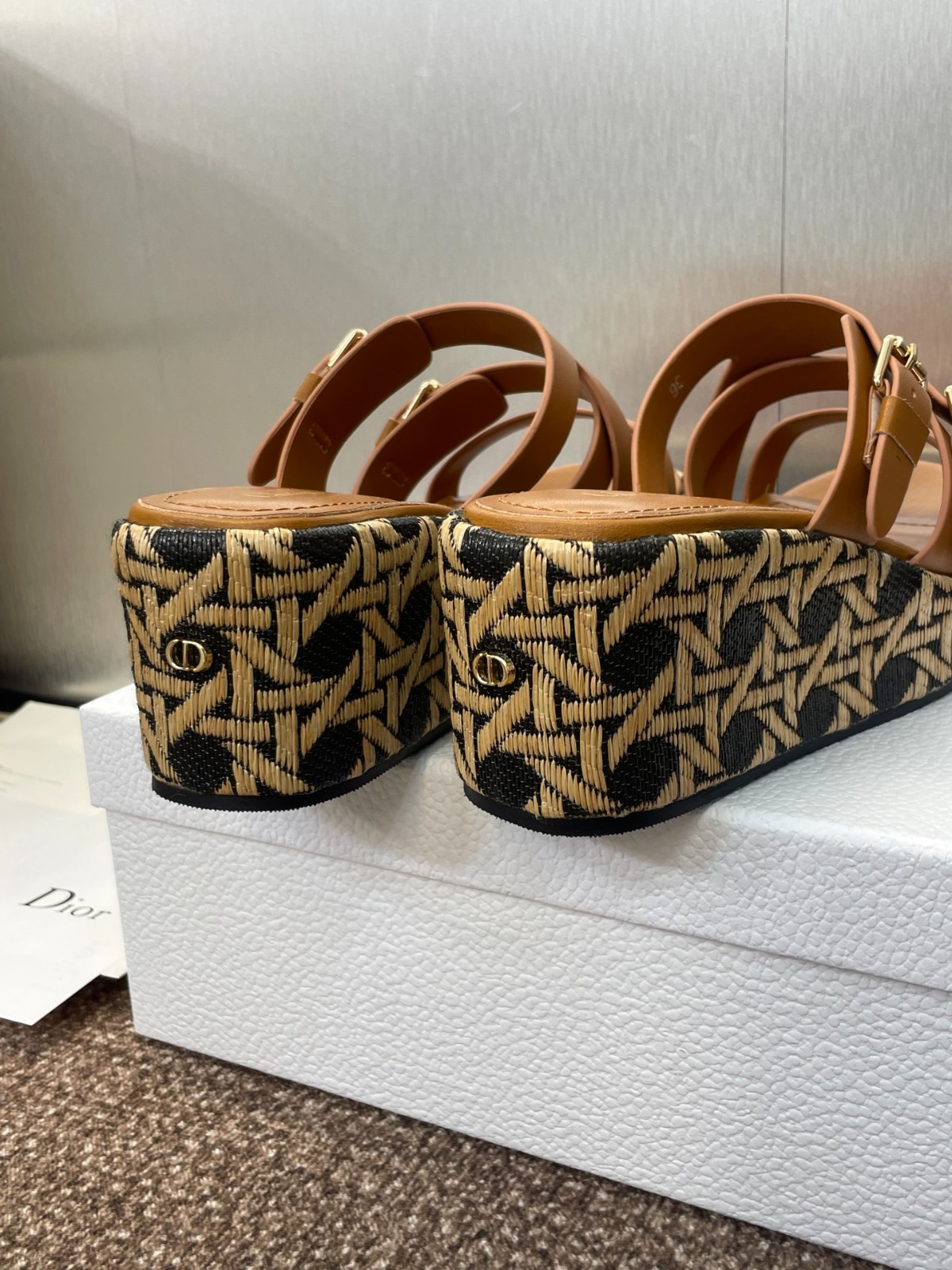 LAmazone Dior ウェッジスライド ディオール サンダル スーパーコピー ブラウン-1