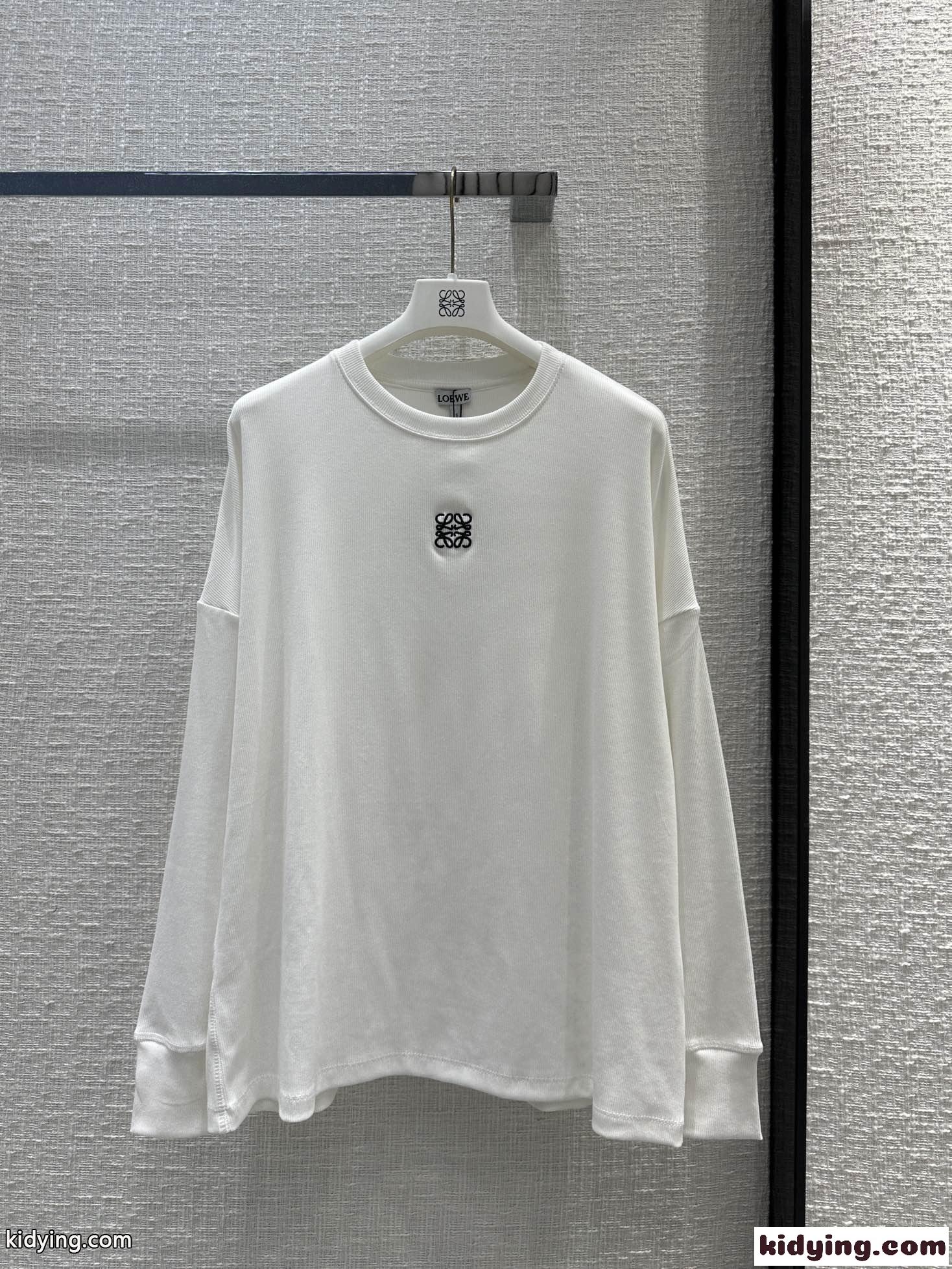 シンプル コットン ロングスリーブ Tシャツ ロエベ Tシャツ コピー ホワイト-2