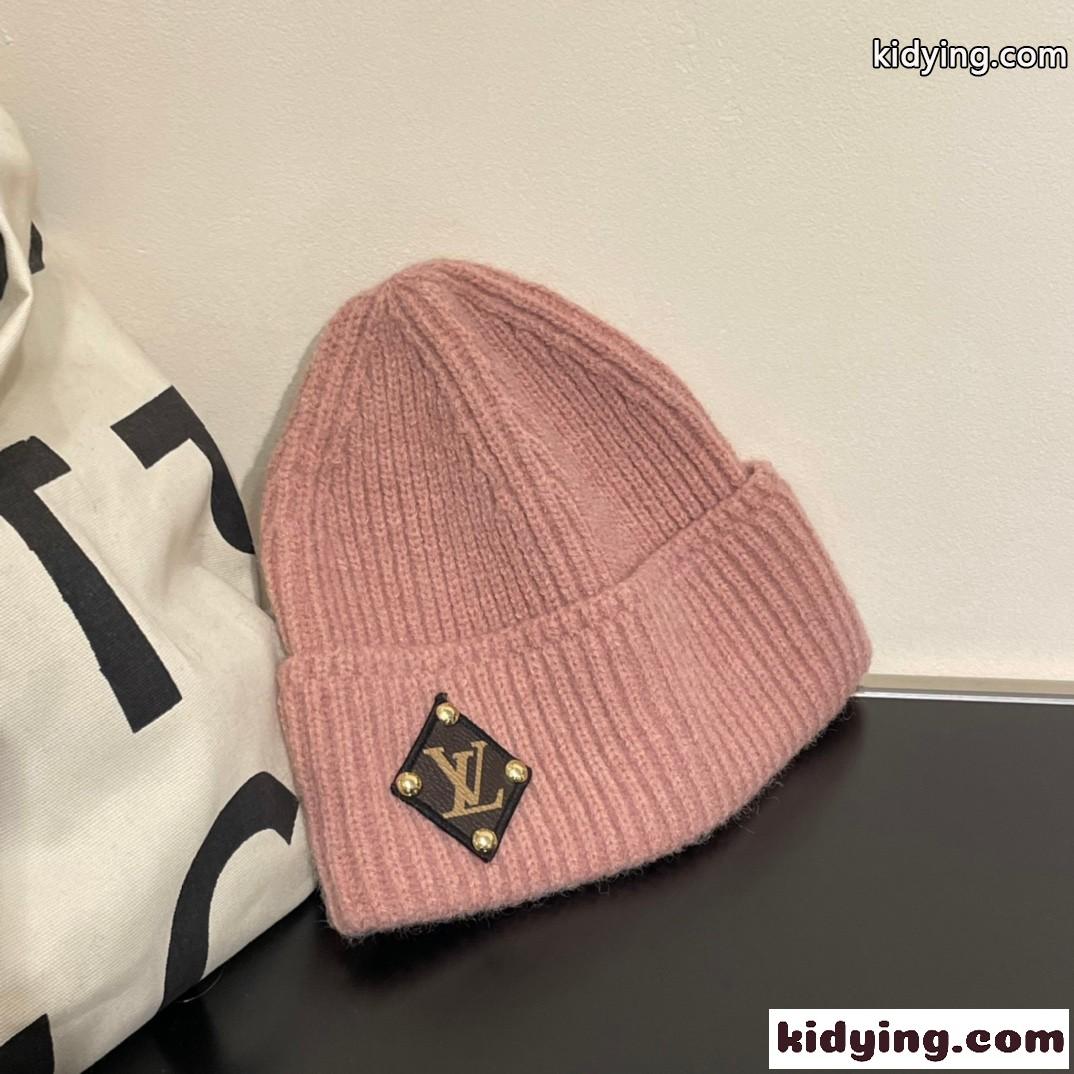 定番 合わせやすい ビーニー・LV ニットキャップ ルイヴィトン 帽子 偽物 ピンク-1
