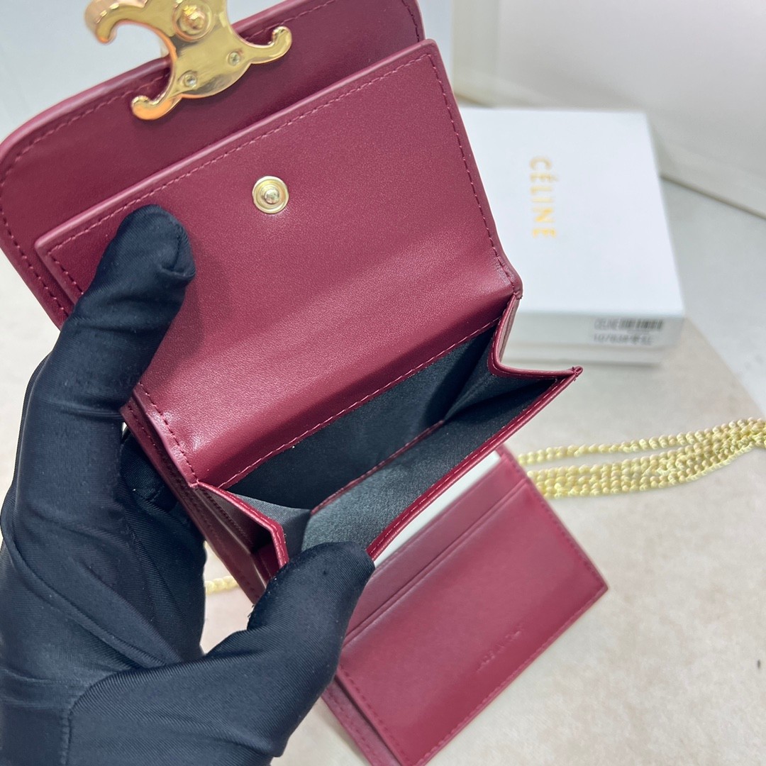 人気 トリオンフ ウォレット セリーヌ 財布 コピー コンパクト パープル-5