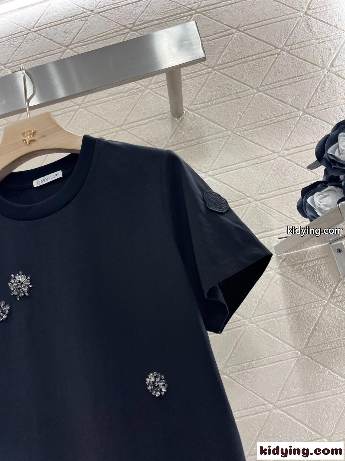カジュアル コットン 半袖Tシャツ モンクレール Tシャツ スーパーコピー ブラック-3