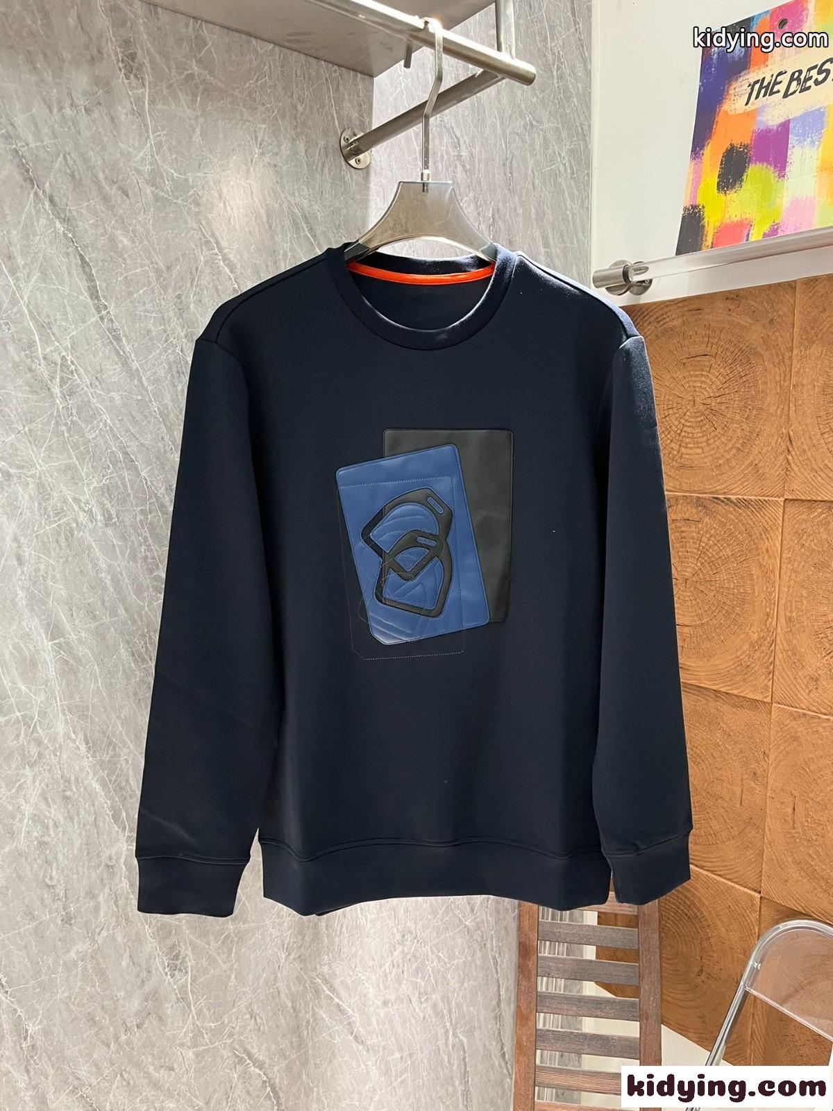 シンプル コットン スウェットシャツ エルメス Tシャツ コピー ブラック-2