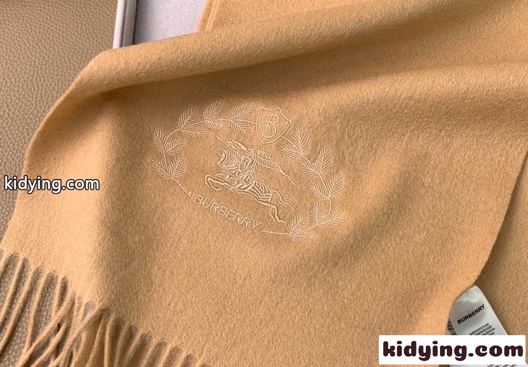 シンプル ロゴ 刺繍 ウール フリンジ マフラー バーバリー スカーフ コピー ユニセックス-0