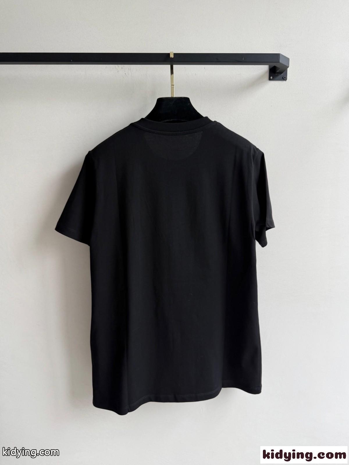 シンプル おしゃれ ロゴ入り 半袖Tシャツ バルマン Tシャツ コピー ブラック-0