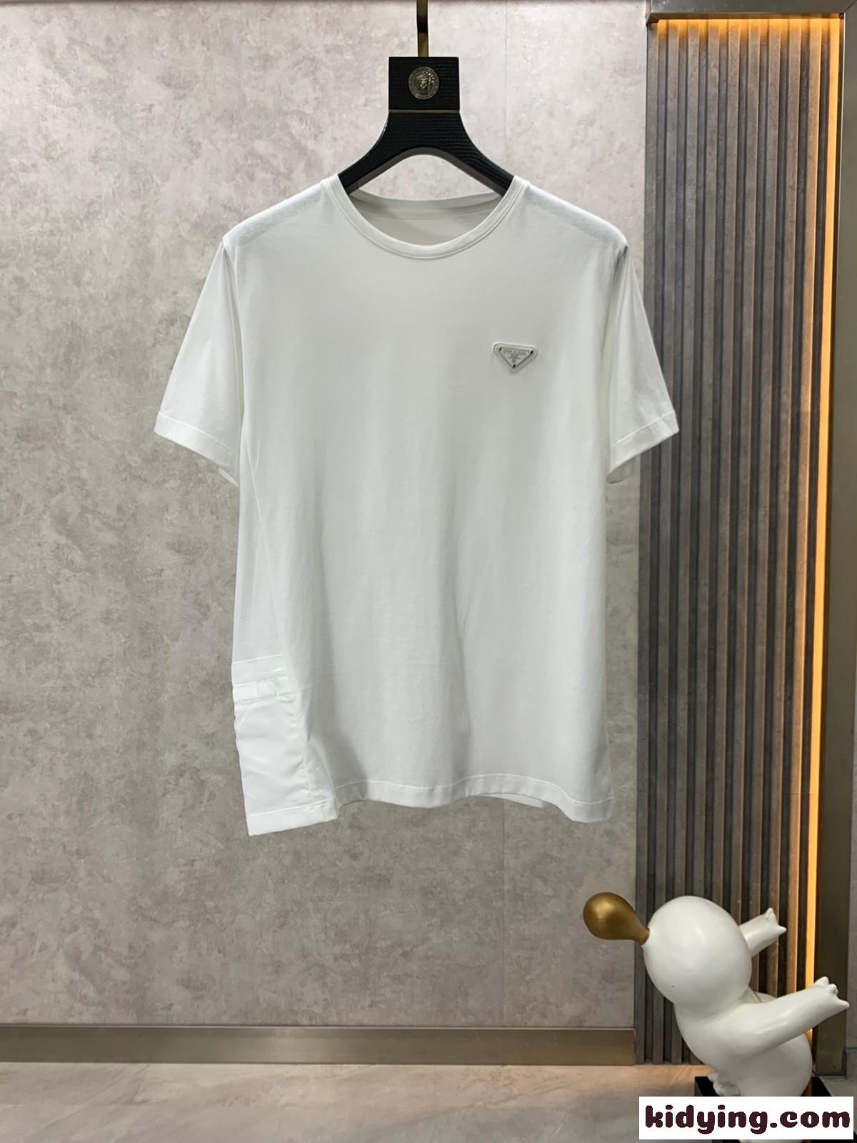 シンプル 人気 クルーネック プラダ Tシャツ コピー 春夏 半袖 トップス-2