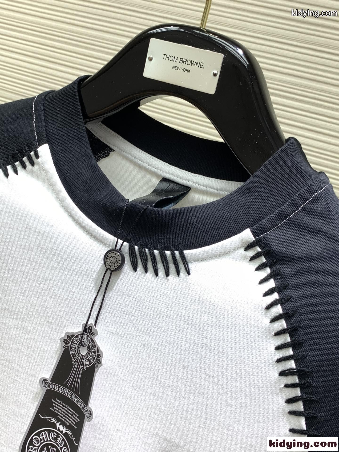 カジュアル 定番 配色 コットン 半袖Tシャツ クロムハーツ Tシャツ コピー ホワイト-0