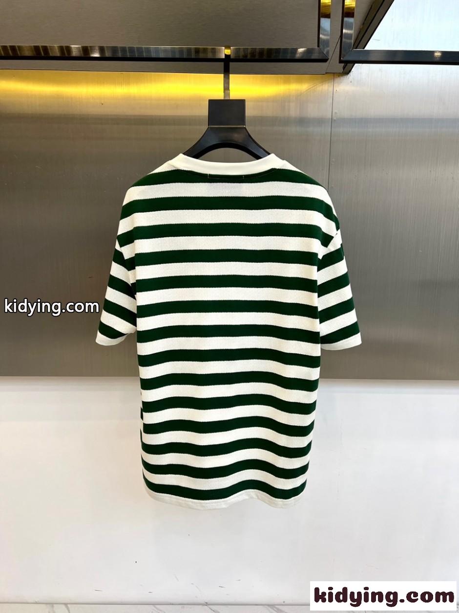 ボーダー柄 ロゴ入り 半袖Tシャツ グッチ Tシャツ 偽物 クルーネック-3