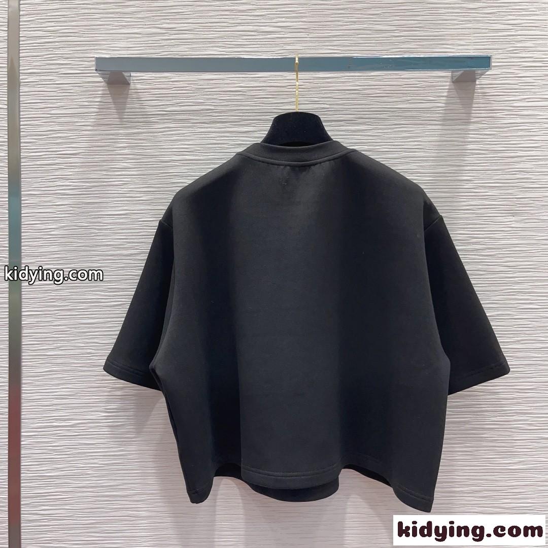 ジャイアントスナップボタンクロップトップ ルイ・ヴィトン Tシャツ コピー 半袖 ブラック-3