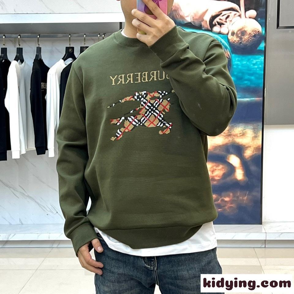 シンプル おしゃれ ロゴ入り スウェットシャツ バーバリー Tシャツ 偽物 グリーン-1