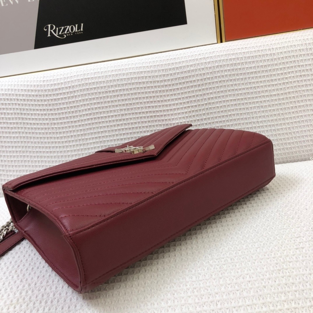 シルバー金具 定番 人気 ショルダーバッグ イヴ・サンローラン バッグ コピー ワイン-4