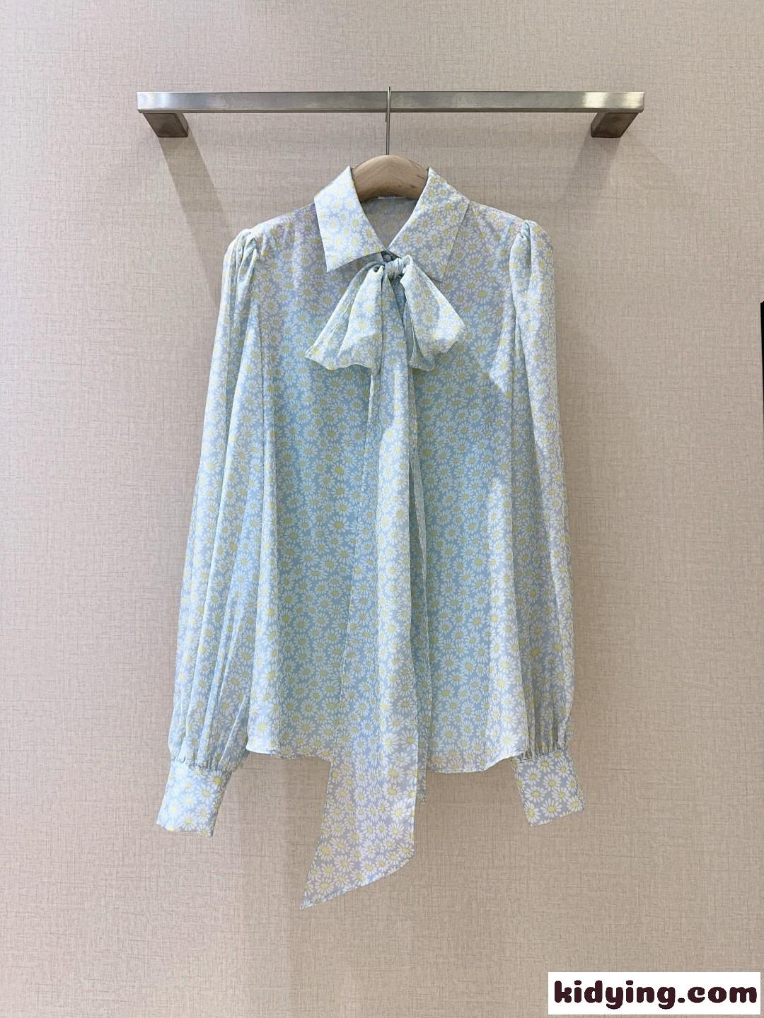 プリント シルクシフォン シャツ グッチ シャツ コピー ロングスリーブ-4