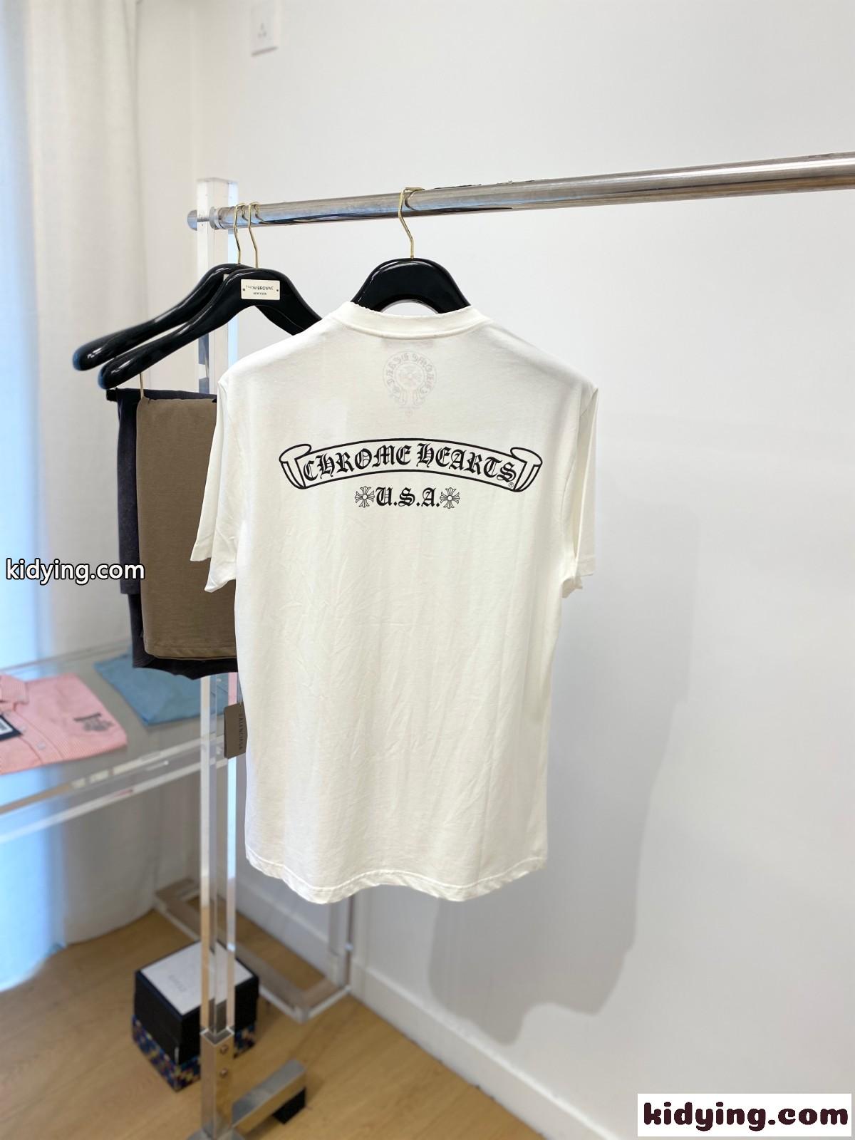 カジュアル ロゴプリント クルーネック クロムハーツ 半袖Tシャツ コピー ホワイト-2
