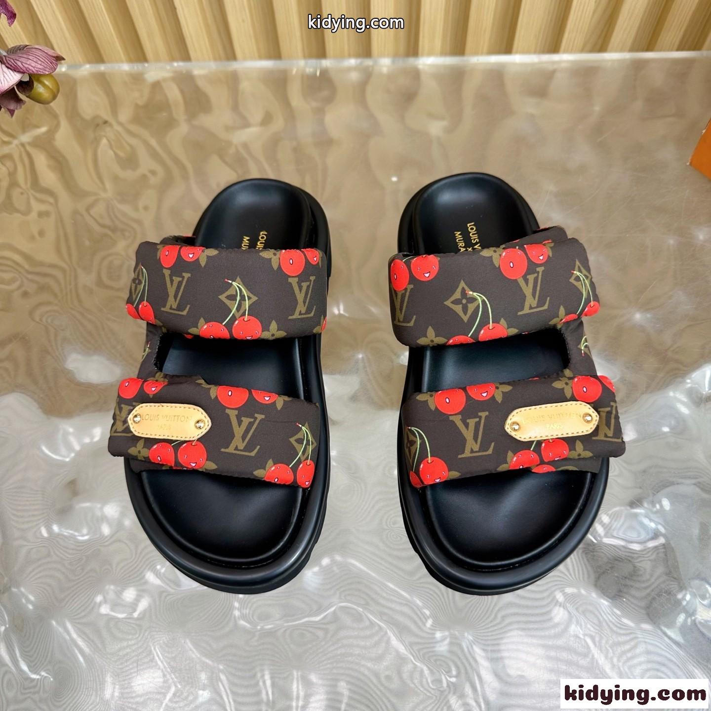 LV × TM プールピロー ミュール ルイ・ヴィトン サンダル スーパーコピー ブラウン-0