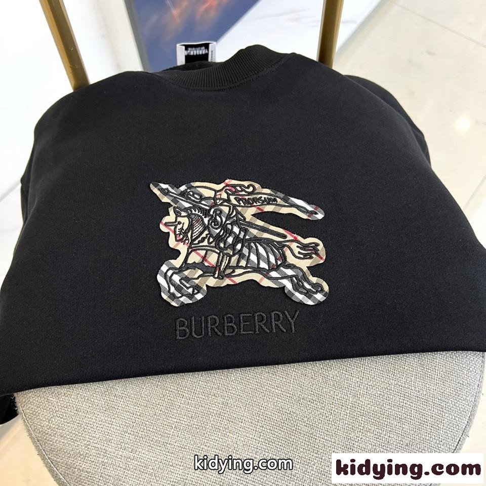 定番 クルーネック スウェットシャツ バーバリー Tシャツ 偽物 コットン ブラック-2