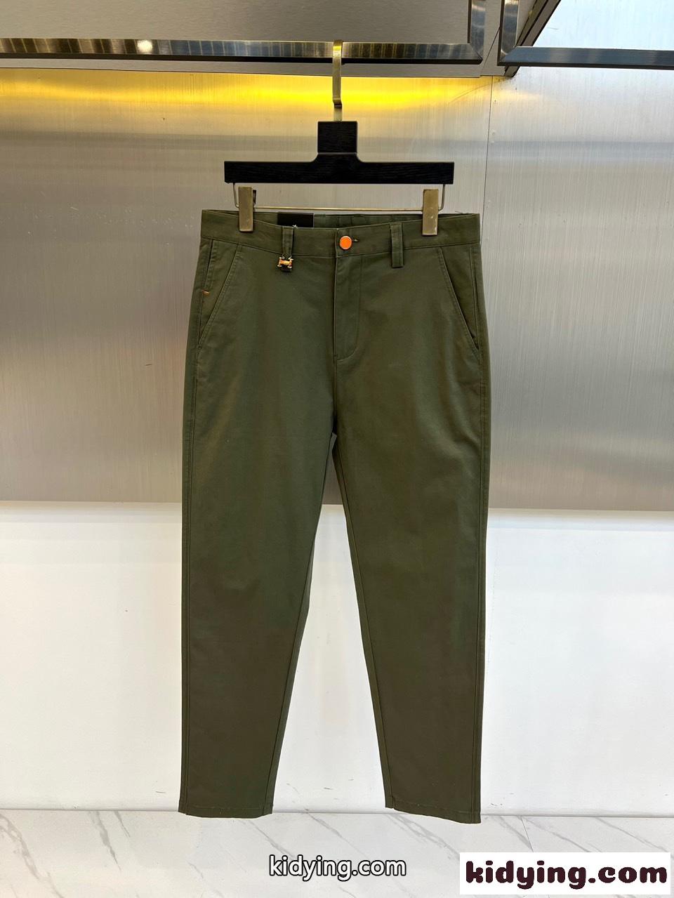 エルメス パンツ 偽物 シンプル 洗練された チノパンツ ズボン グリーン-1