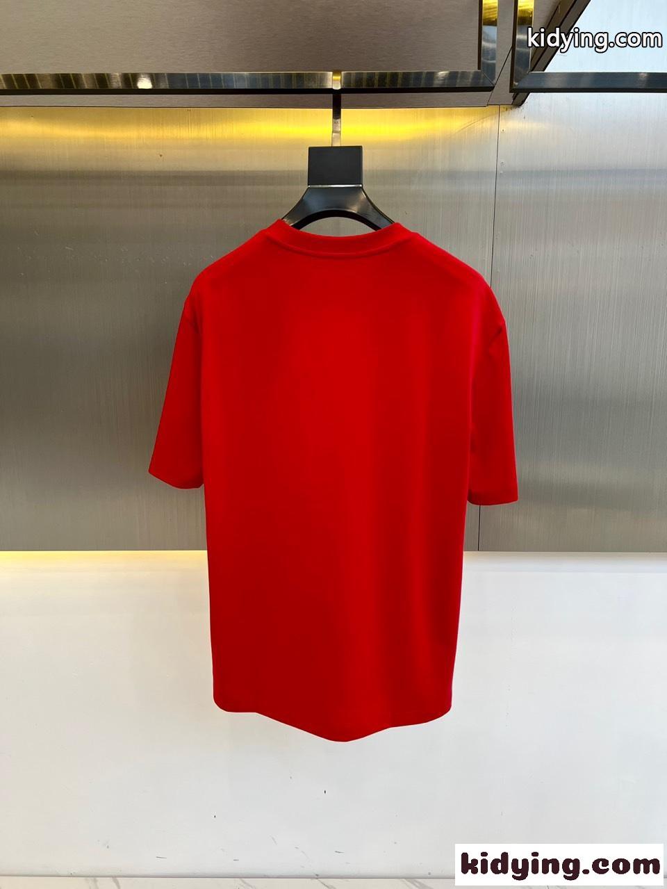 人気新作 コットン クルーネック Tシャツ バーバリー 半袖Tシャツ コピー レッド-4