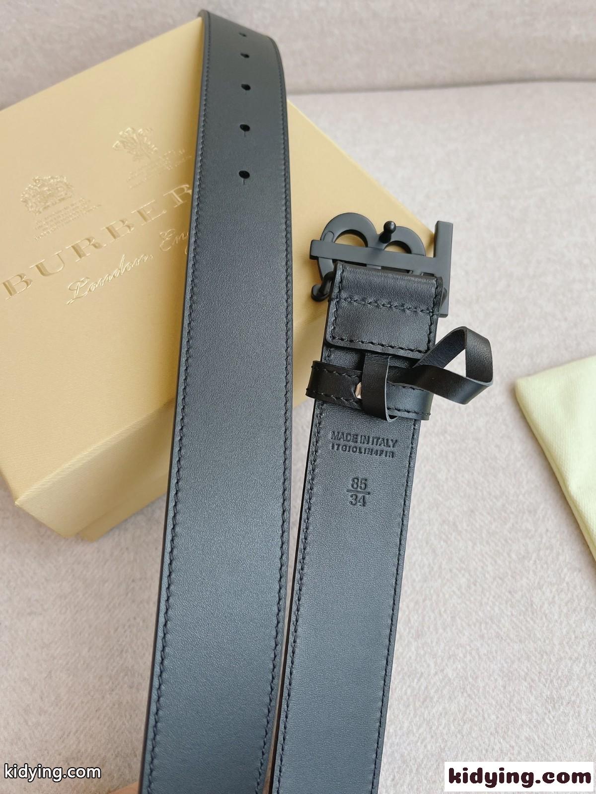 上品 合わせやすい バーバリー ベルト コピー TBモノグラム レザーベルト-4