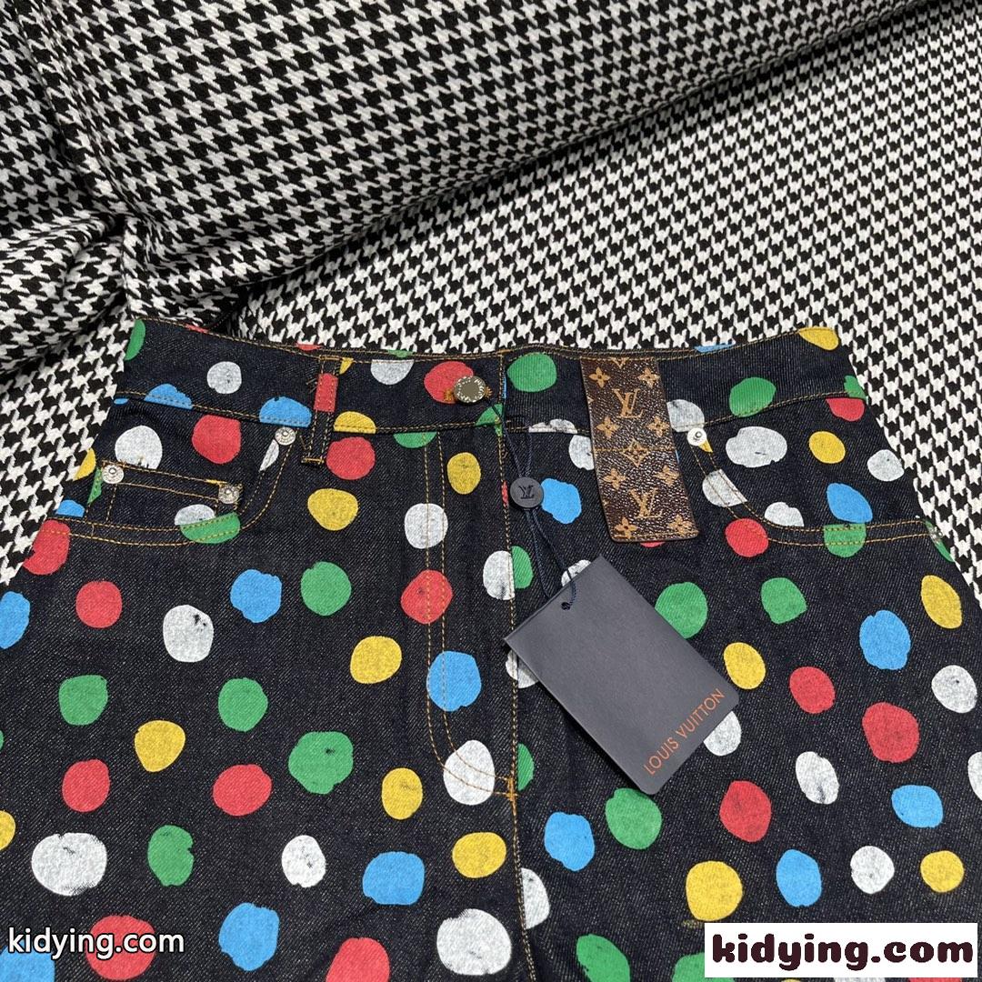 LV × YK ペインティッド ドット デニムショーツ ルイヴィトン ジーンズ コピー レディース-2