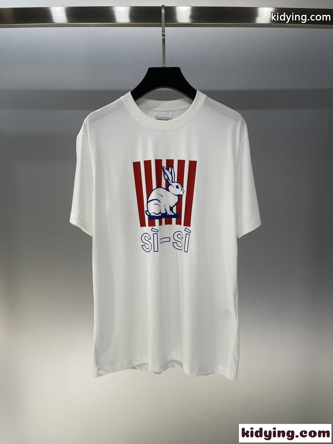 ユニセックス クラッシュド プリント 半袖Tシャツ ボッテガ・ヴェネタ Tシャツ コピー ホワイト-1