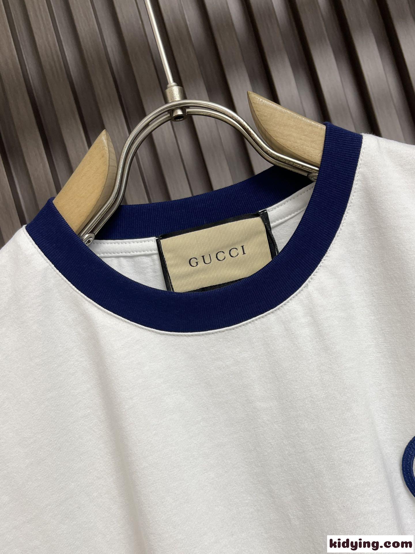 おしゃれ 定番 配色 合わせやすい グッチ Tシャツ コピー コットン ホワイト-4