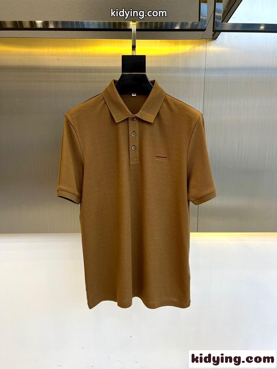 上品 カジュアル エルメネジルド・ゼニア 半袖Tシャツ コピー コットンピケ ポロシャツ ブラウン-0