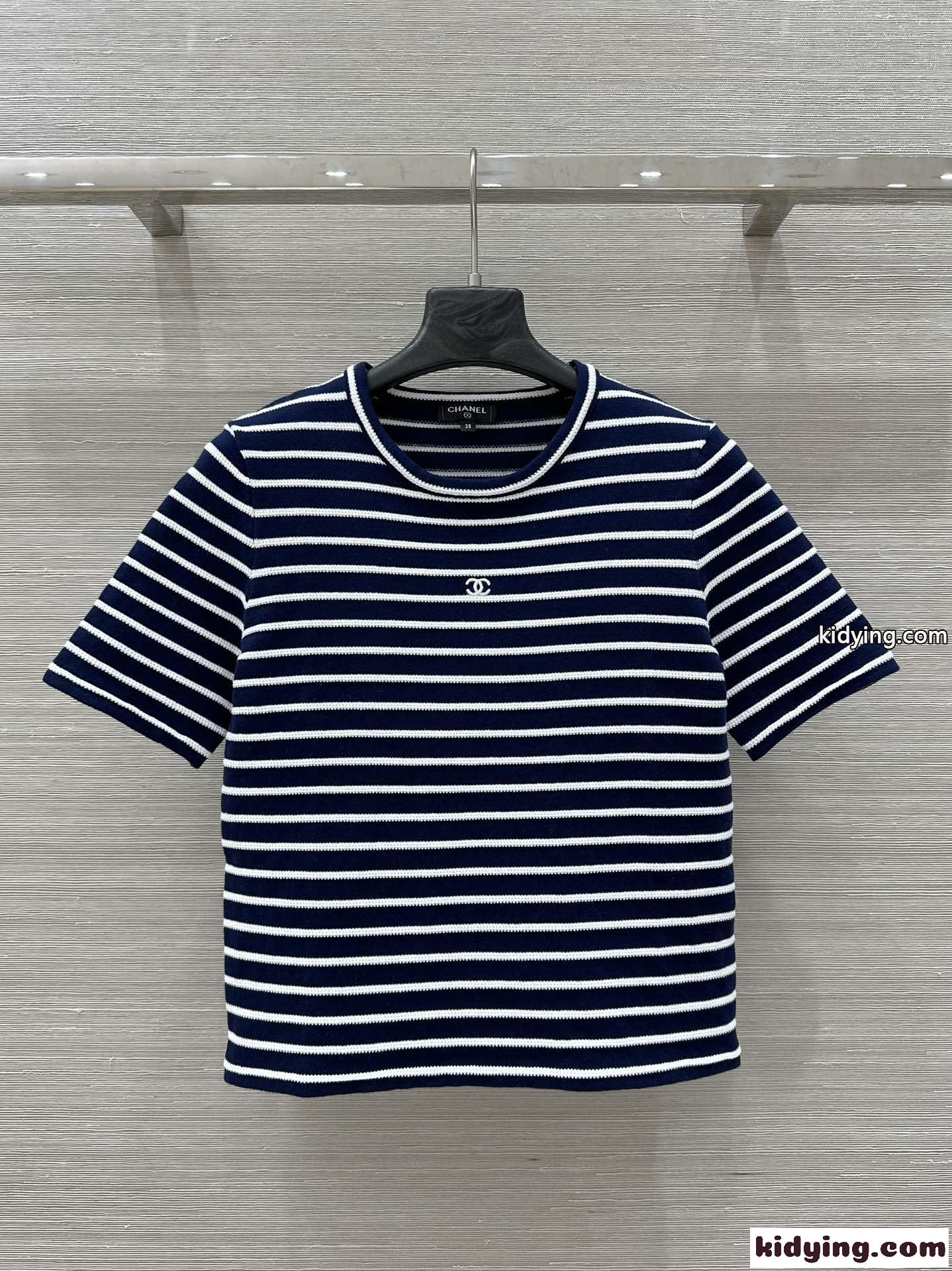 洗練された コットン 半袖Tシャツ シャネル Tシャツ コピー クルーネック-1