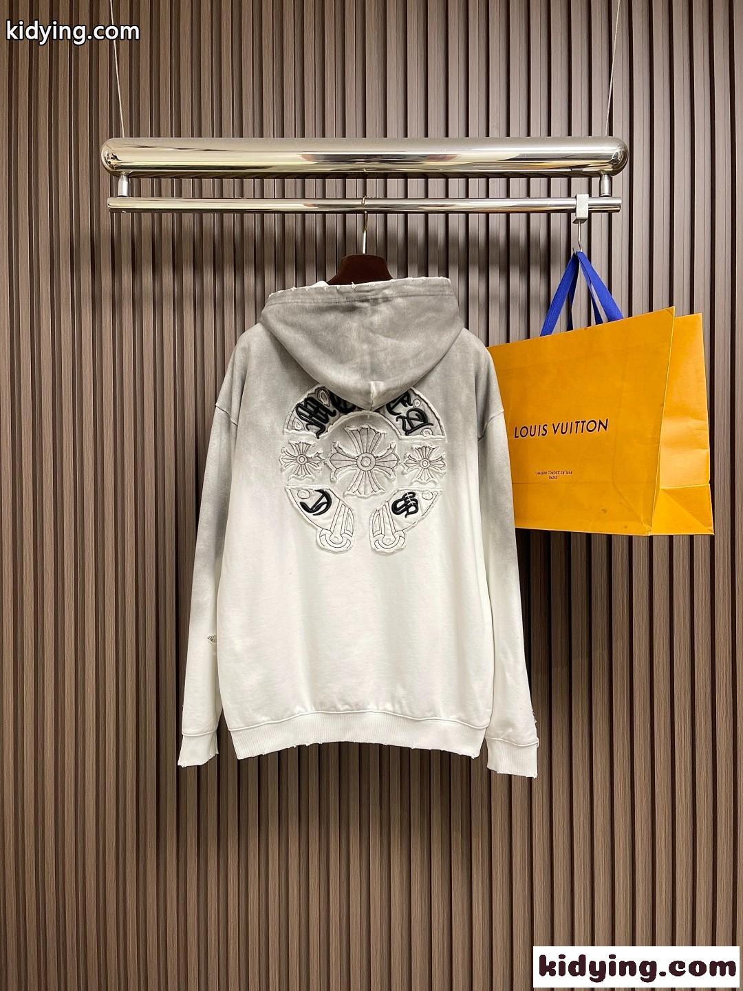 ヴィンテージ ダメージ加工 ゆったり フーディー クロムハーツ パーカー 偽物 プルオーバー-1