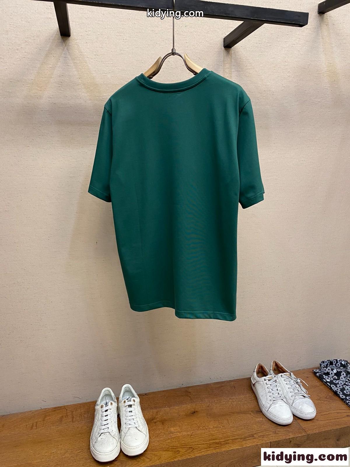 シンプル カジュアル コットン 半袖Tシャツ プラダ Tシャツ 偽物 グリーン-2