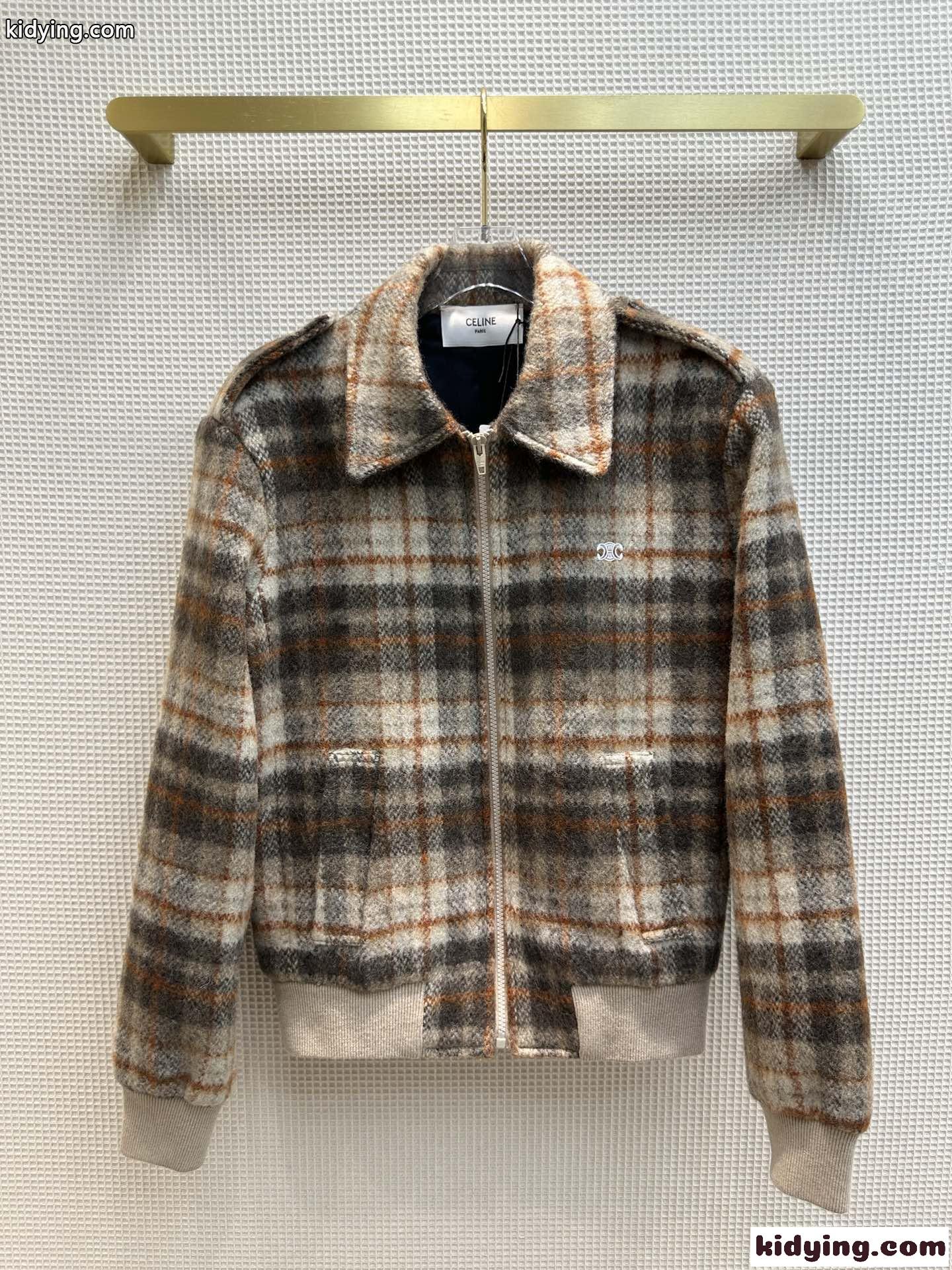飽きのこない チェック ルーズテディジャケット セリーヌ ジャケット コピー ユニセックス-1