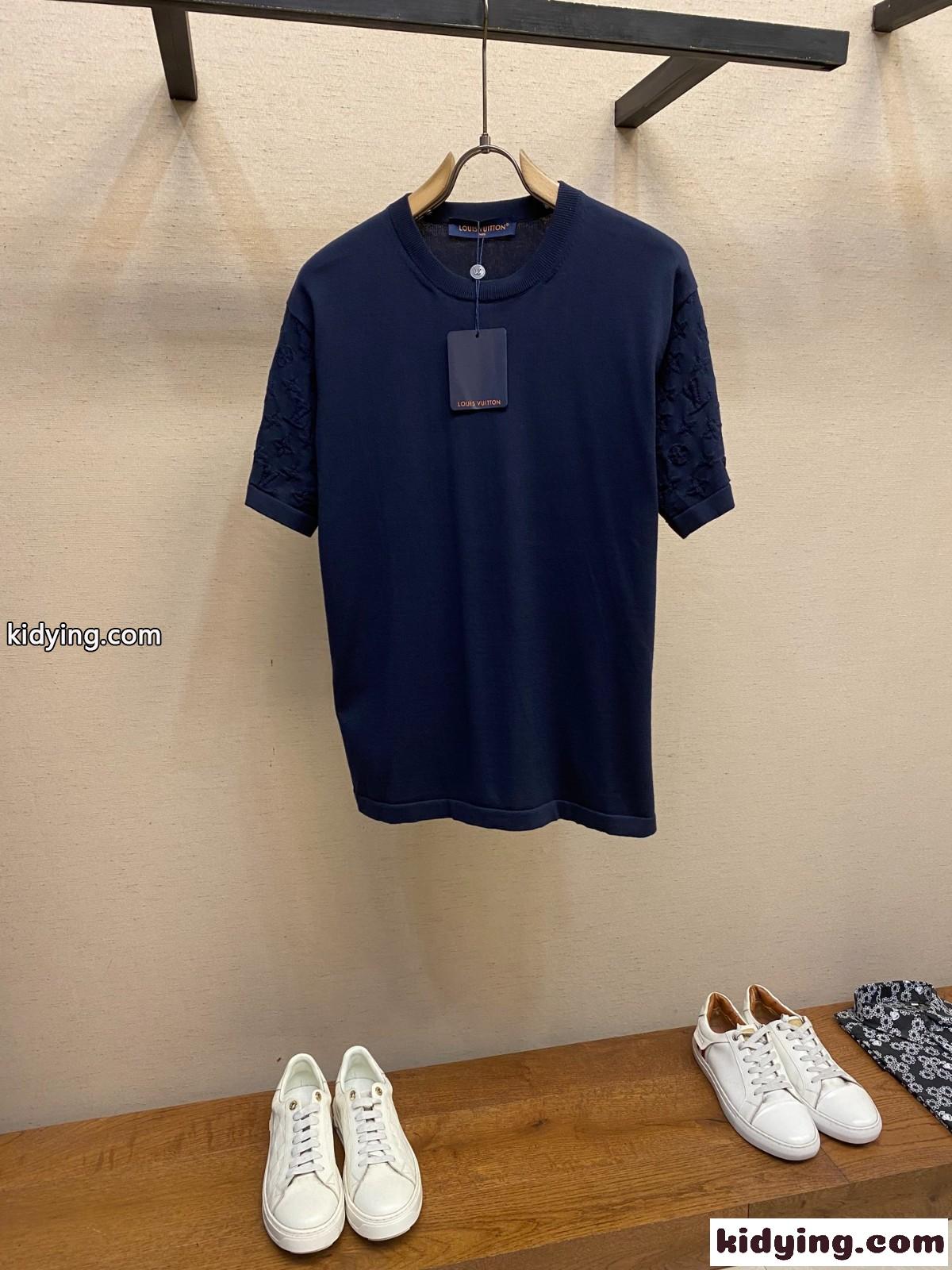 ショートスリーブシグネチャークルーネック ルイ・ヴィトン Tシャツ コピー ブルー-2