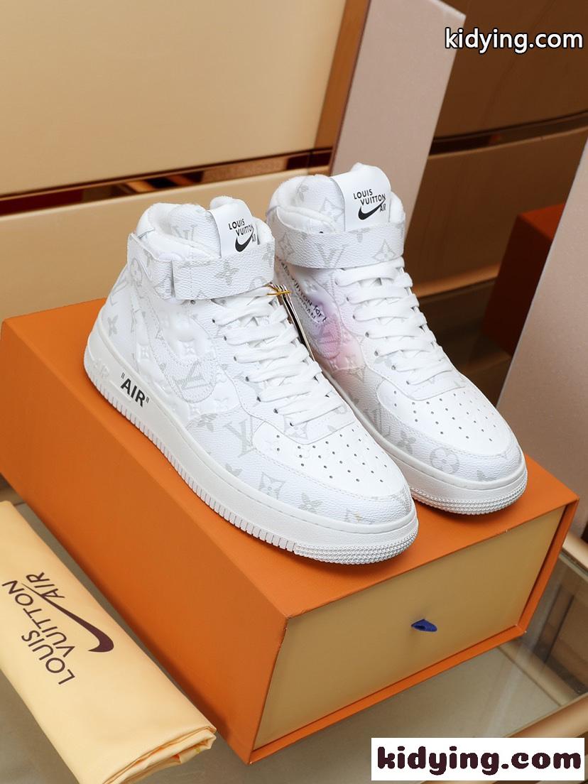 Louis Vuitton x OFF-WHITE x Nike ハイカットカジュアル おしゃれ オフホワイト スニーカー コピー 高級感 人気-1