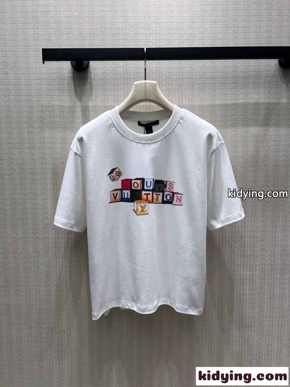 シグネチャーブロックTシャツ コットン ルイ・ヴィトン Tシャツ コピー-1