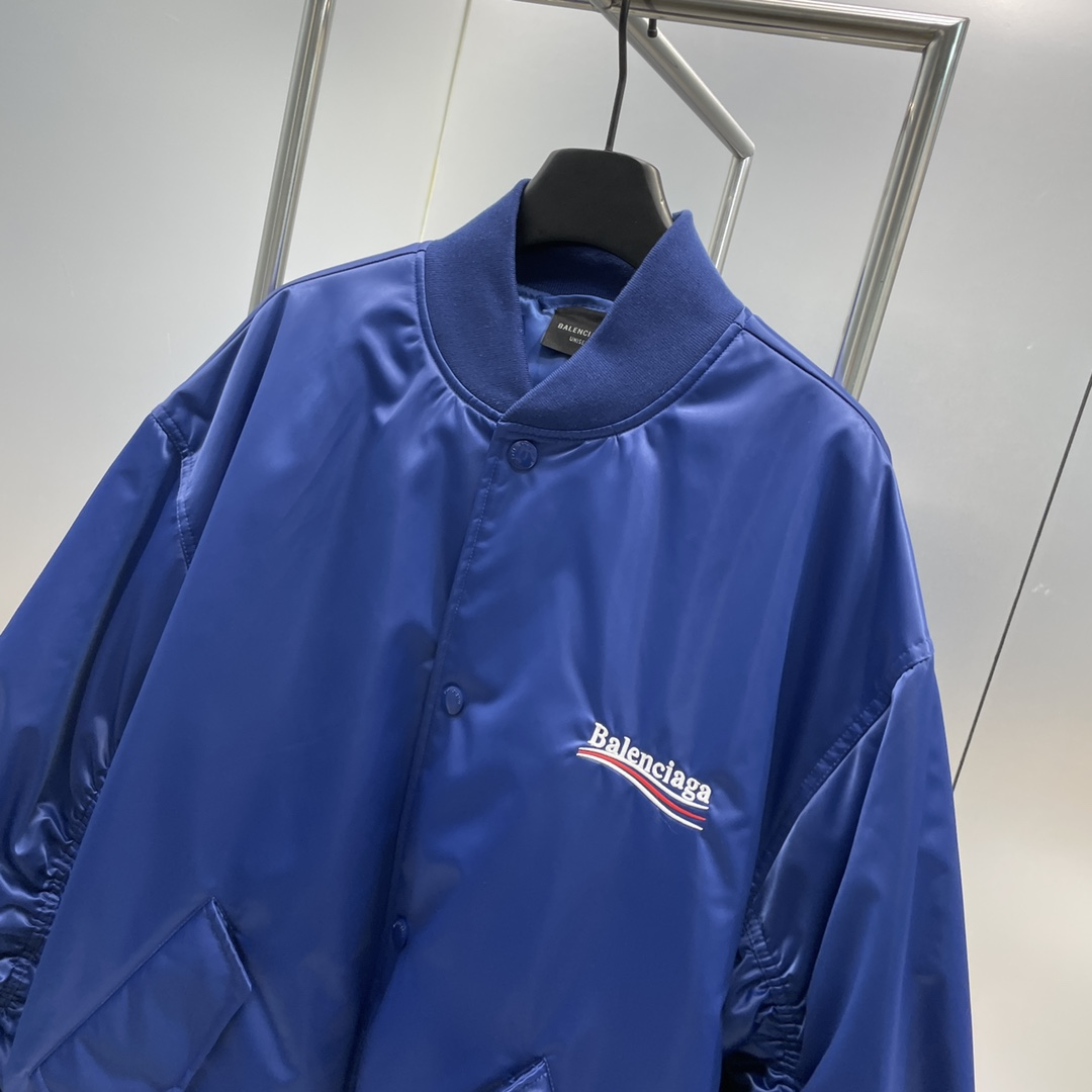 POLITICAL CAMPAIGN VARSITY ジャケット バレンシアガ ジャケット コピー ブルー-0