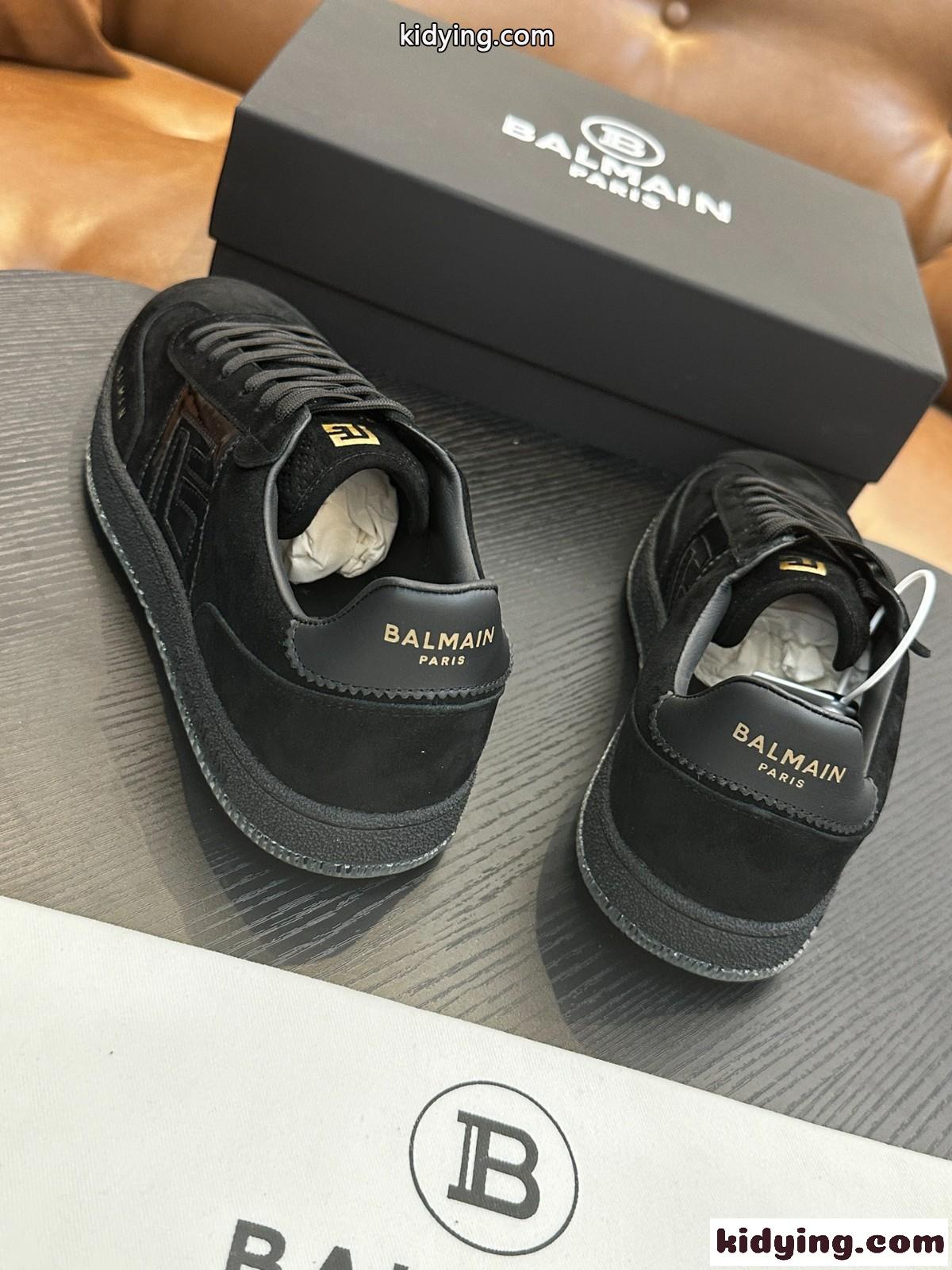 カジュアル 定番 Balmain Swan スエードスニーカー バルマン スニーカー スーパーコピー-1