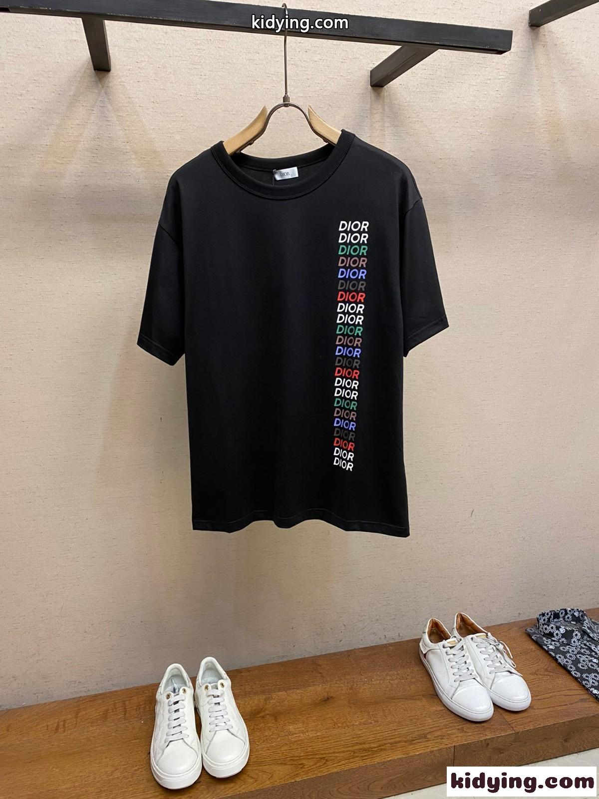 人気 おしゃれ ロゴ入り クリスチャン・ディオール Tシャツ コピー 半袖Tシャツ ブラック-1