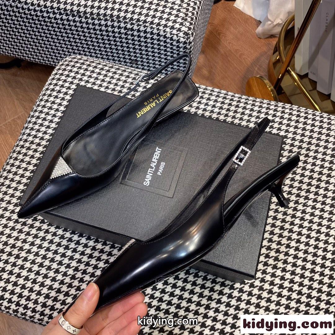チェリッシュ スリングバック パンプス イヴ・サンローラン シューズ コピー ブラック-2