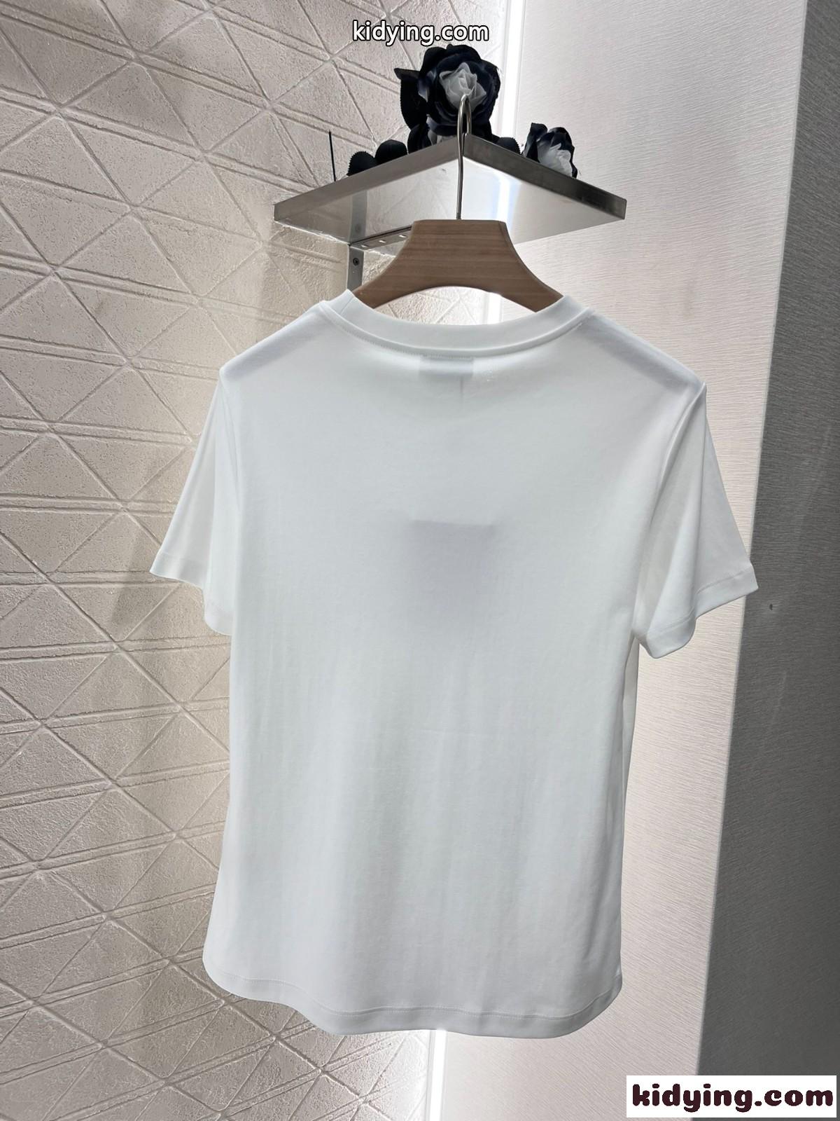 シンプル ロゴ入り シャネル Tシャツ コピー コットン 半袖Tシャツ ホワイト-2